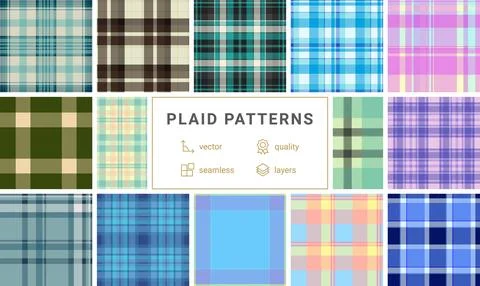 Plaid bundle for cohesive contemporary styling. Classic tartan structure su.. Stock Illustration