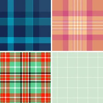 Plaid bundle for cohesive styling. Classic tartan structure supports spring-t Stock Illustration