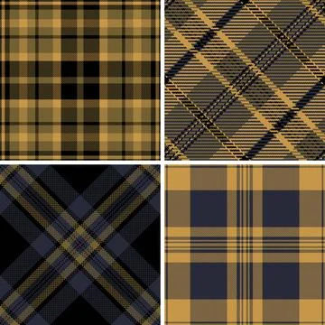 Plaid bundle for composition books. Seamless tartan patterns bring style to s Stock Illustration