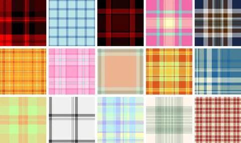Plaid bundle for composition books. Seamless tartan patterns bring style to s Stock Illustration