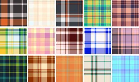 Plaid bundle created for decorative textiles. The pack includes coordinated t Stock Illustration