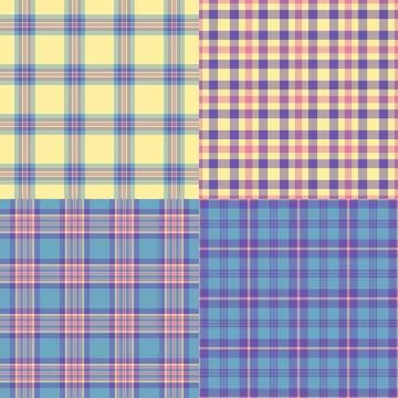Plaid bundle created for decorative textiles. The pack includes coordinated t Stock Illustration