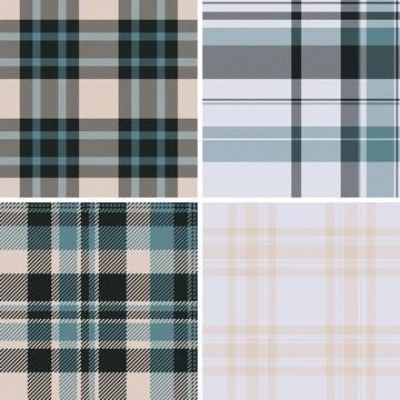 Plaid bundle created for diary covers. Stylish tartan repeats create consiste Stock Illustration