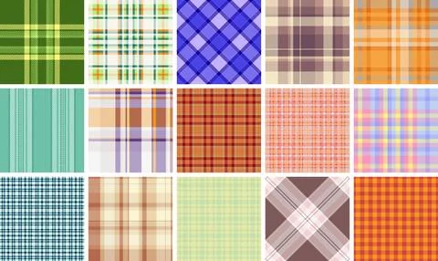 Plaid bundle created for picnic blankets, outdoor cushions, and casual wear.. イラスト素材