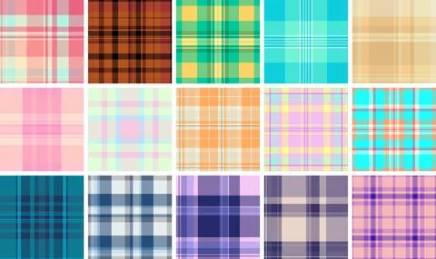 Plaid bundle created for scarves and neckwear. Stylish tartan repeats enhance Stock Illustration