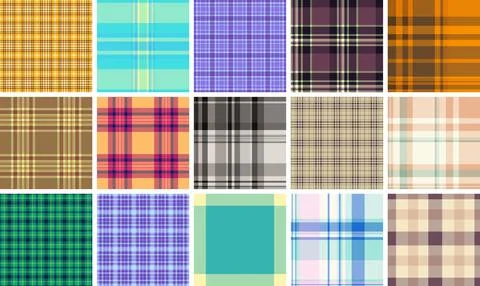 Plaid bundle created for skirts and dresses. Vector tartan patterns enhance.. Stock Illustration