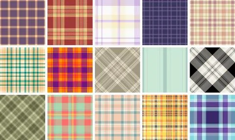 Plaid bundle for creative journals. Coordinated tartan patterns add style to  イラスト素材