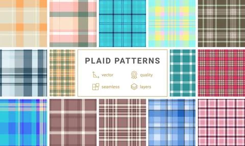 Plaid bundle for creative journals. Coordinated tartan patterns add style t.. Stock Illustration