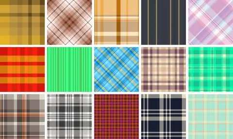 Plaid bundle designed for casual lumberjack-inspired clothing and British sty Stock Illustration