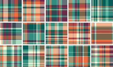 Plaid bundle designed for casual lumberjack-inspired clothing and British sty Stock Illustration