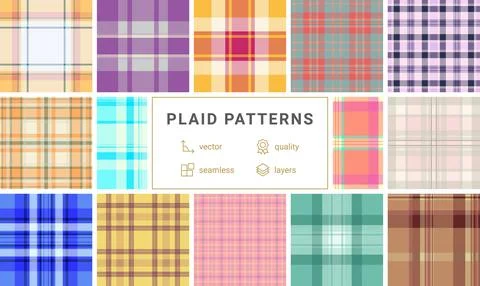 Plaid bundle designed for stationery, textiles, and digital media. Seamless.. Stockillustratie