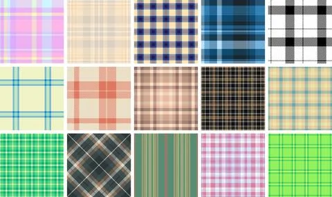 Plaid bundle designed for stationery, textiles, and digital media. Seamless t Stock Illustration