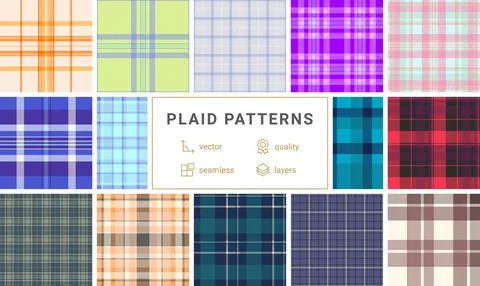Plaid bundle designed for website backgrounds. Coordinated tartan patterns en イラスト素材
