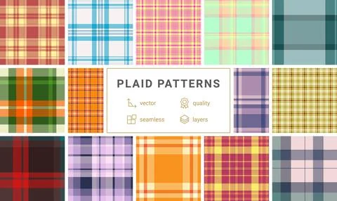 Plaid bundle designed for website backgrounds. Coordinated tartan patterns .. Stock Illustration