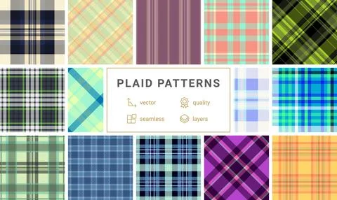 Plaid bundle for designers and textile manufacturers. Vector patterns perfect Stock Illustration