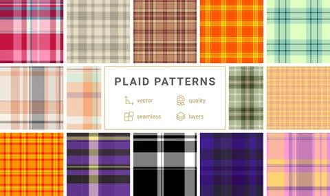 Plaid bundle for digital scrapbooking. Coordinated tartan designs enhance lay Illustrazione stock