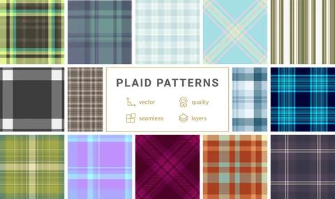 Plaid bundle featuring classic clan tartan designs. Seamless vectors perfec.. Stock Illustration