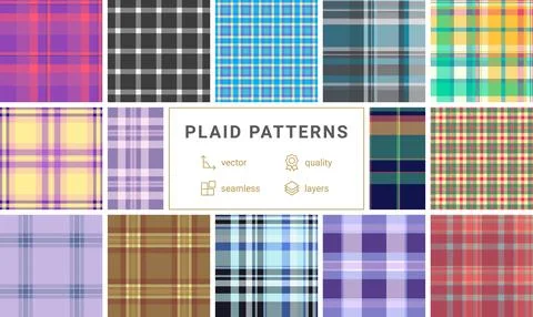 Plaid bundle featuring cozy patterns for home and family life. Vector designs Stock Illustration