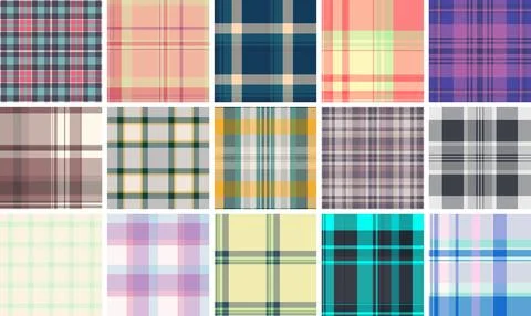 Plaid bundle featuring cozy patterns for home and family life. Vector designs Stockillustratie