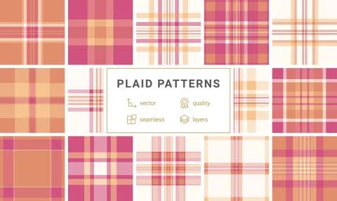 Plaid bundle featuring England and outdoor style tartans. Vector designs perf Stock Illustration