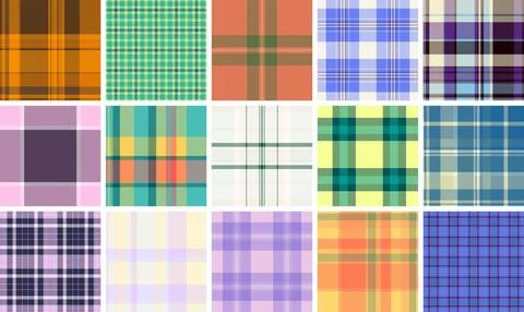Plaid bundle featuring exclusive designs for ateliers and custom fashion. Vec Stock Illustration