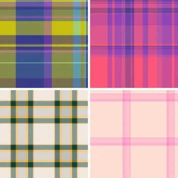 Plaid bundle featuring family-oriented cozy designs. Vector patterns ideal fo 库存插图