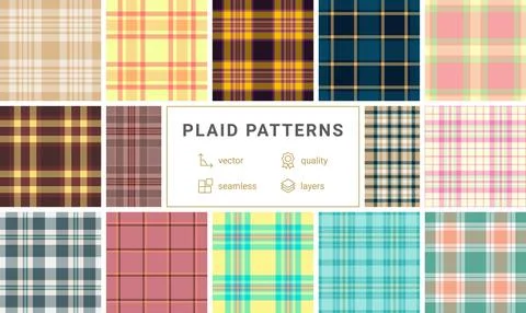Plaid bundle featuring unique patterns for atelier and tailoring projects. Ve Illustrazione stock