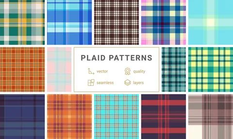 Plaid bundle featuring vector designs for trendy digital backgrounds and wall Stock Illustration