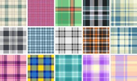 Plaid bundle for gift bags and pouches. Coordinated tartan textures enhance f Stock Illustration