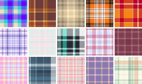 Plaid bundle for holiday table runners. Seamless tartan textures add warmth a 스톡 일러스트