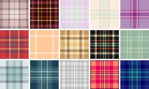Plaid bundle ideal for note cards and stationery sets. Seamless patterns cr.. Stock Illustration