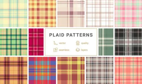 Plaid bundle ideal for USA-inspired apparel, home decor, and buffalo check te Stock Illustration