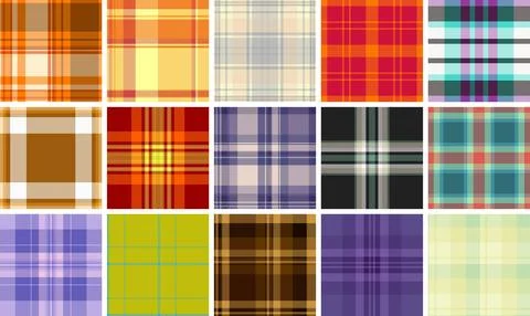 Plaid bundle for marketing kits. Multiple tartan styles support lookbooks, di イラスト素材