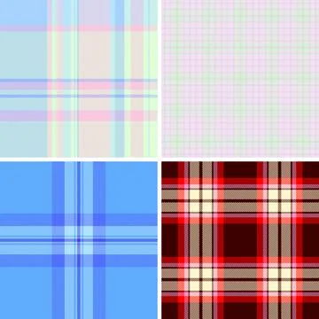 Plaid bundle for mufflers. Elegant tartan repeats complement casual and forma Ilustração Stock