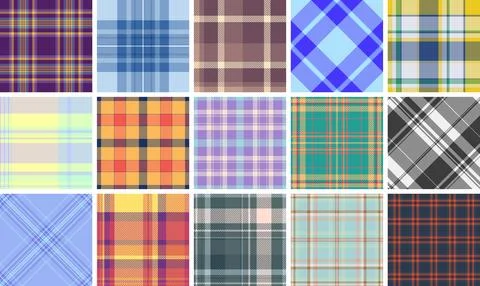 Plaid bundle for mufflers. Elegant tartan repeats complement casual and for.. Stock Illustration
