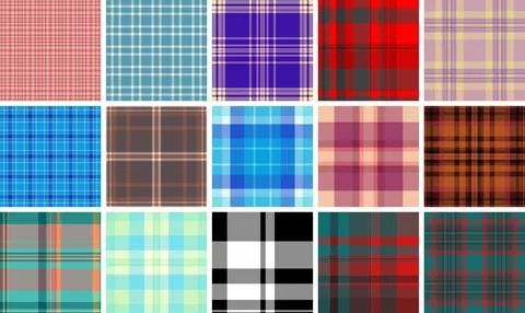 Plaid bundle for online presentations. Seamless patterns create stylish, prof Stock Illustration