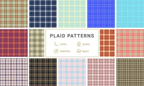 Plaid bundle optimized for craft print catalogs. Coordinated tartan patterns  イラスト素材