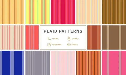 Plaid bundle optimized for print catalogs of birthday supplies. Coordinated.. Stock Illustration
