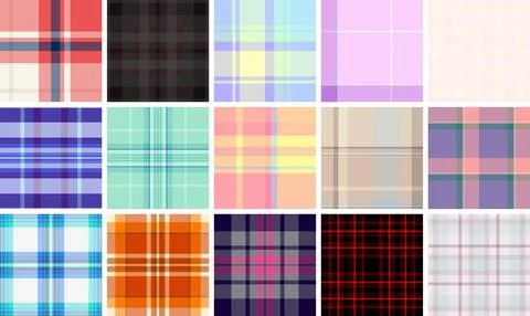 Plaid bundle optimized for print catalogs of birthday supplies. Coordinated t Stock Illustration