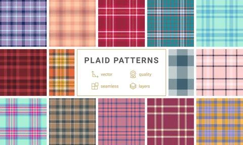 Plaid bundle optimized for print catalogs of winter collections. Coordinate.. Stock Illustration