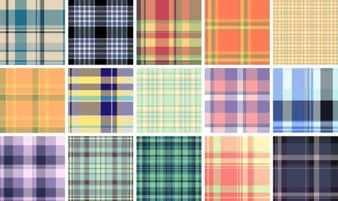Plaid bundle optimized for print catalogs of seasonal collections. Coordina.. Stockillustratie