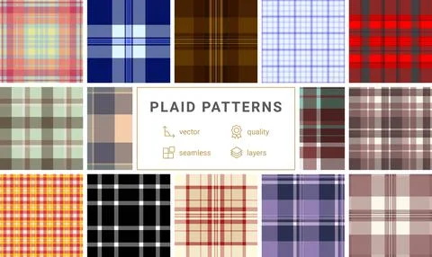 Plaid bundle perfect for buffalo check shirts, jackets, and American casual.. Illustrazione stock