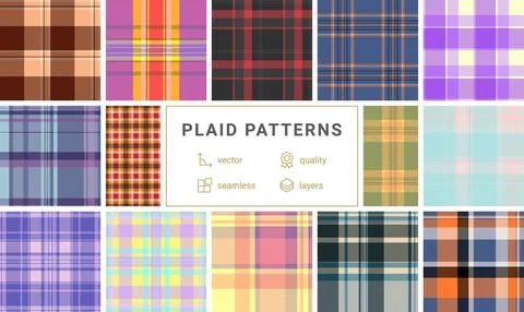 Plaid bundle perfect for e-commerce, blogs, and social media. Coordinated p.. Illustrazione stock