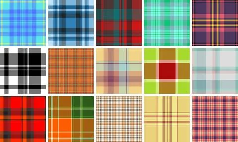 Plaid bundle perfect for lumberjack-inspired clothing and British casual fa.. Stock Illustration