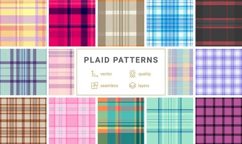Plaid bundle perfect for trendy wallpaper designs and background visuals. V.. Stock Illustration