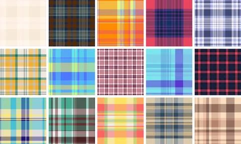 Plaid bundle perfect for USA heritage fashion and patriotic decor. Vector p.. Stock Illustration