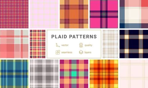 Plaid bundle for planners, journals, and notebooks. Coordinated tartan patt.. Stock Illustration