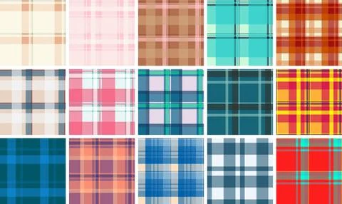 Plaid bundle for skirts and trousers. Classic tartan repeats bring sophistica Stock Illustration