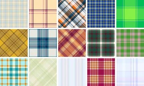 Plaid bundle for timeless creative projects. Vintage tartan patterns deliver  Stock Illustration