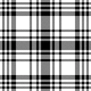 Plaid check pattern in black and white. Seamless fabric texture. Tartan tex.. Stock Illustration